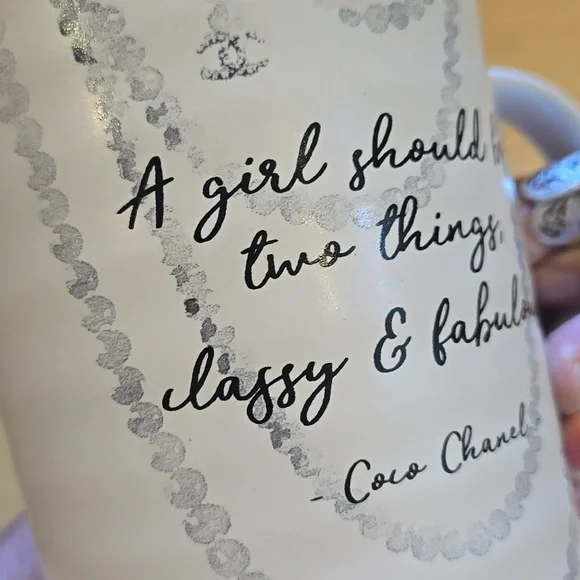 Amanda Greenwood Art Large Dimpled Mug with Coco Chanel Inspirational Quote - Picture 4 of 7